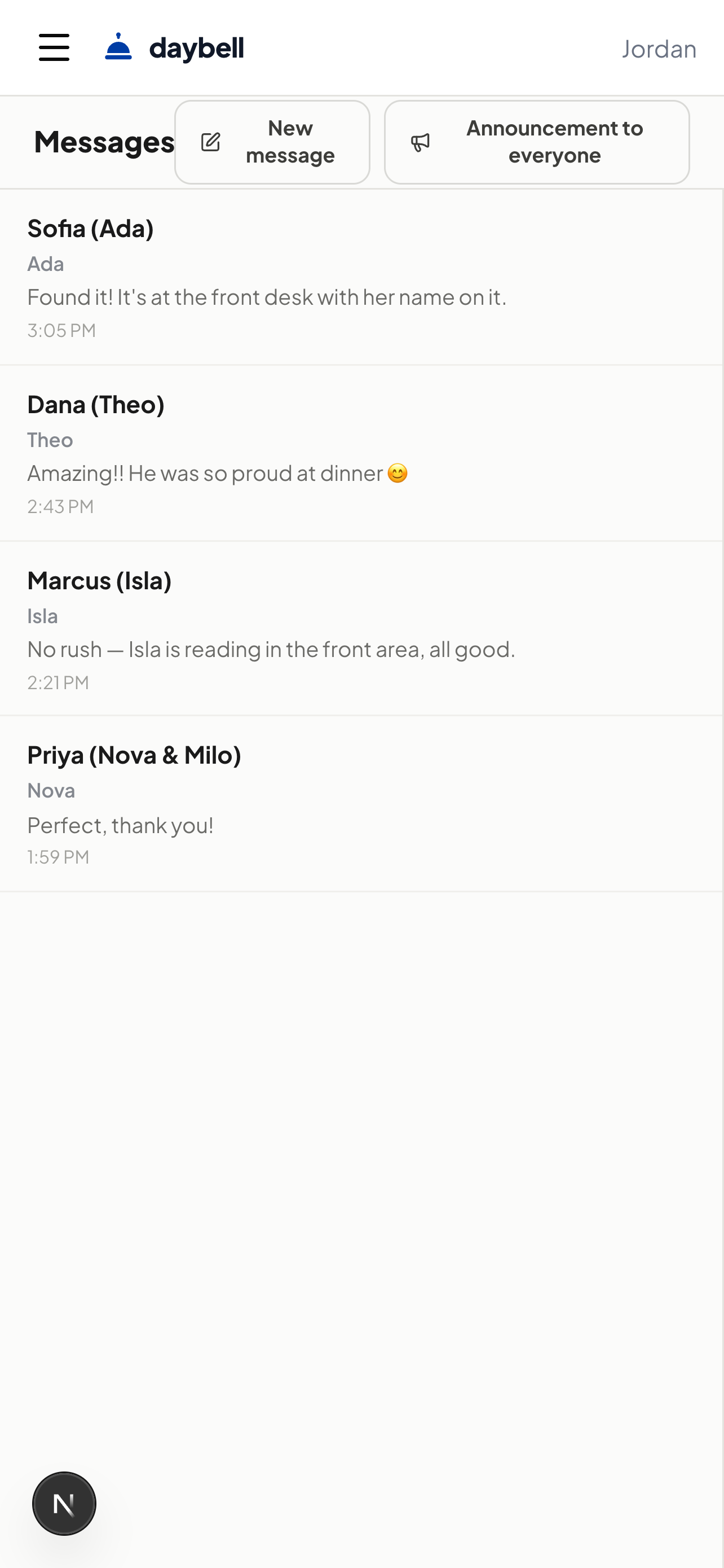 Messaging the front desk directly inside the daybell app